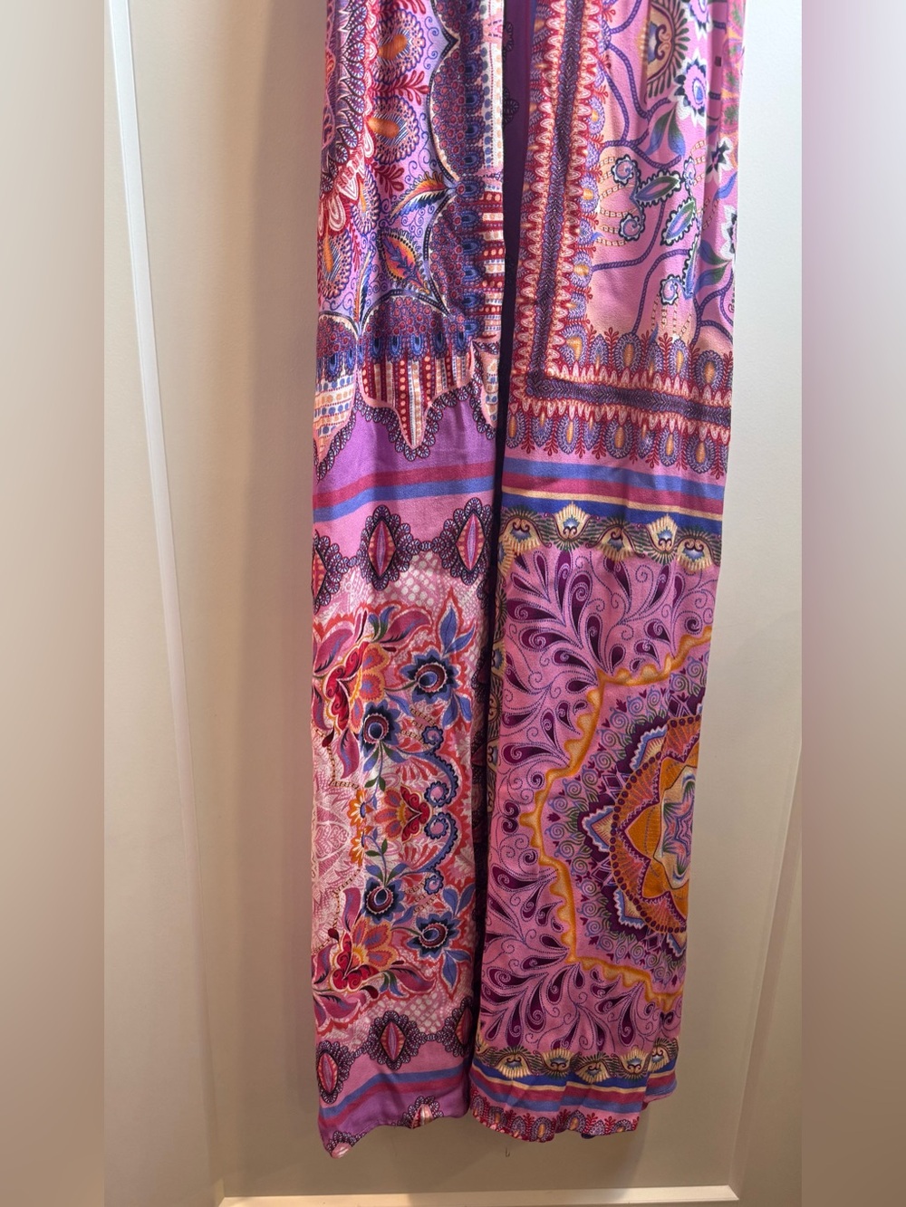 Hale Bob Katelyn Linen Maxi Dress Pink Paisley Boho Flutter Sleeve PocketsSizeXS - Picture 11 of 14